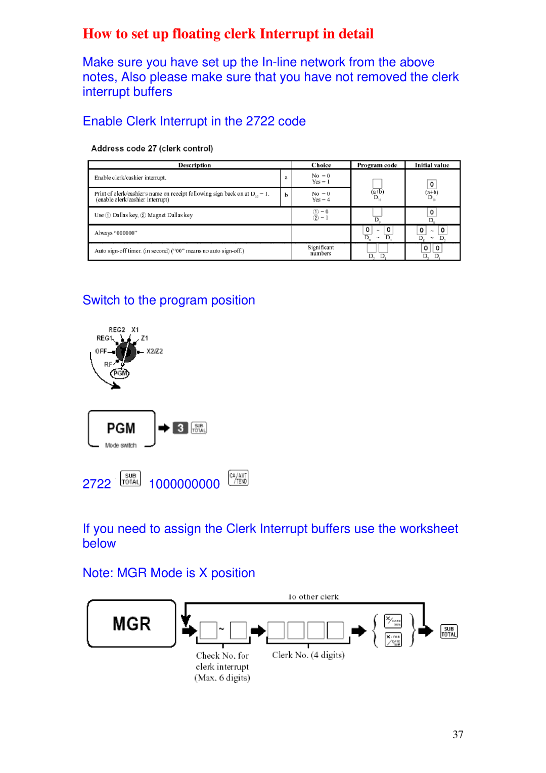 Delta TE-4000 manual How to set up floating clerk Interrupt in detail 