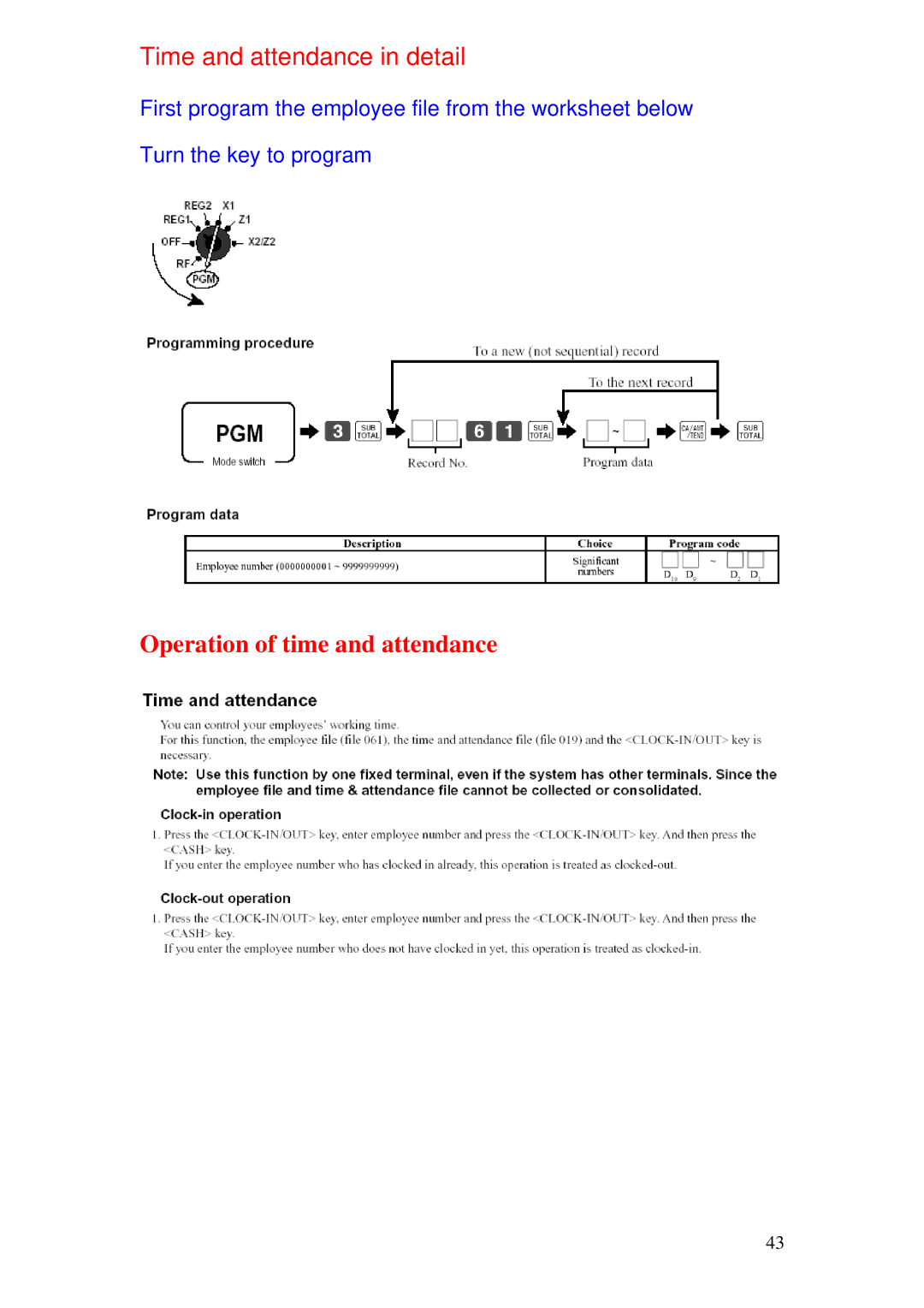 Delta TE-4000 manual Time and attendance in detail 