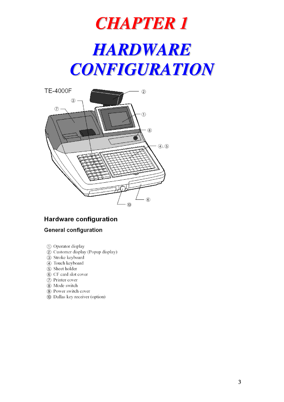Delta TE-4000 manual Chapter, Hardware Configuration 