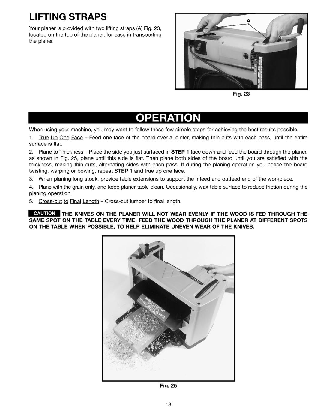 Delta TP300 instruction manual Operation, Lifting Straps 