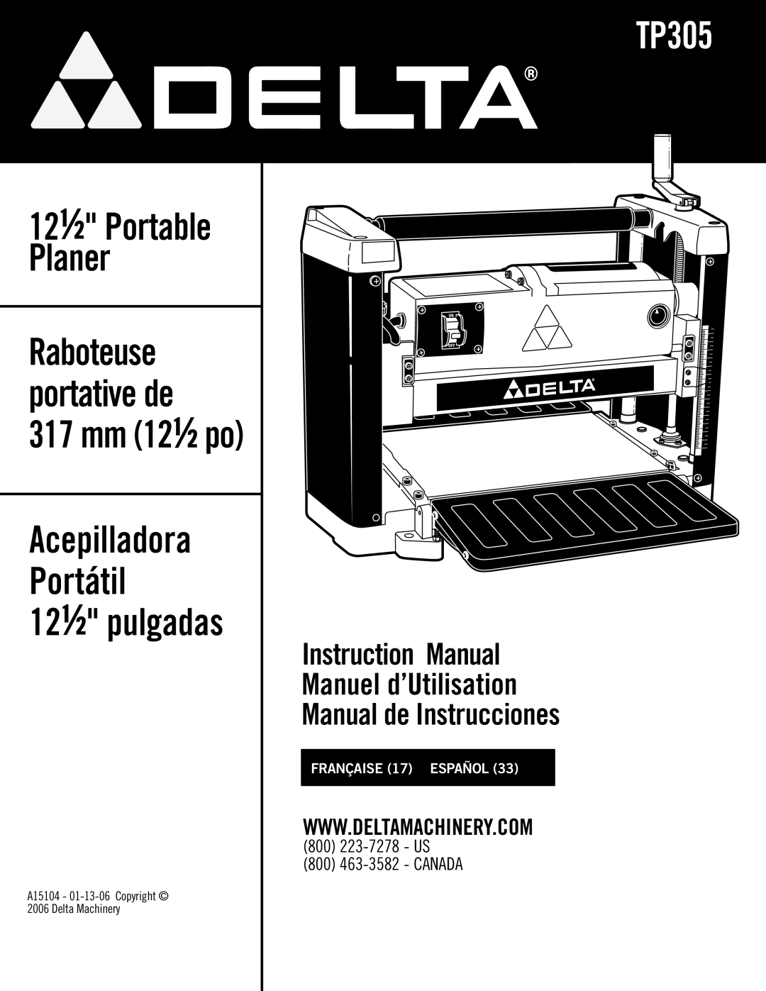 Delta TP305 instruction manual Contractors Saw 