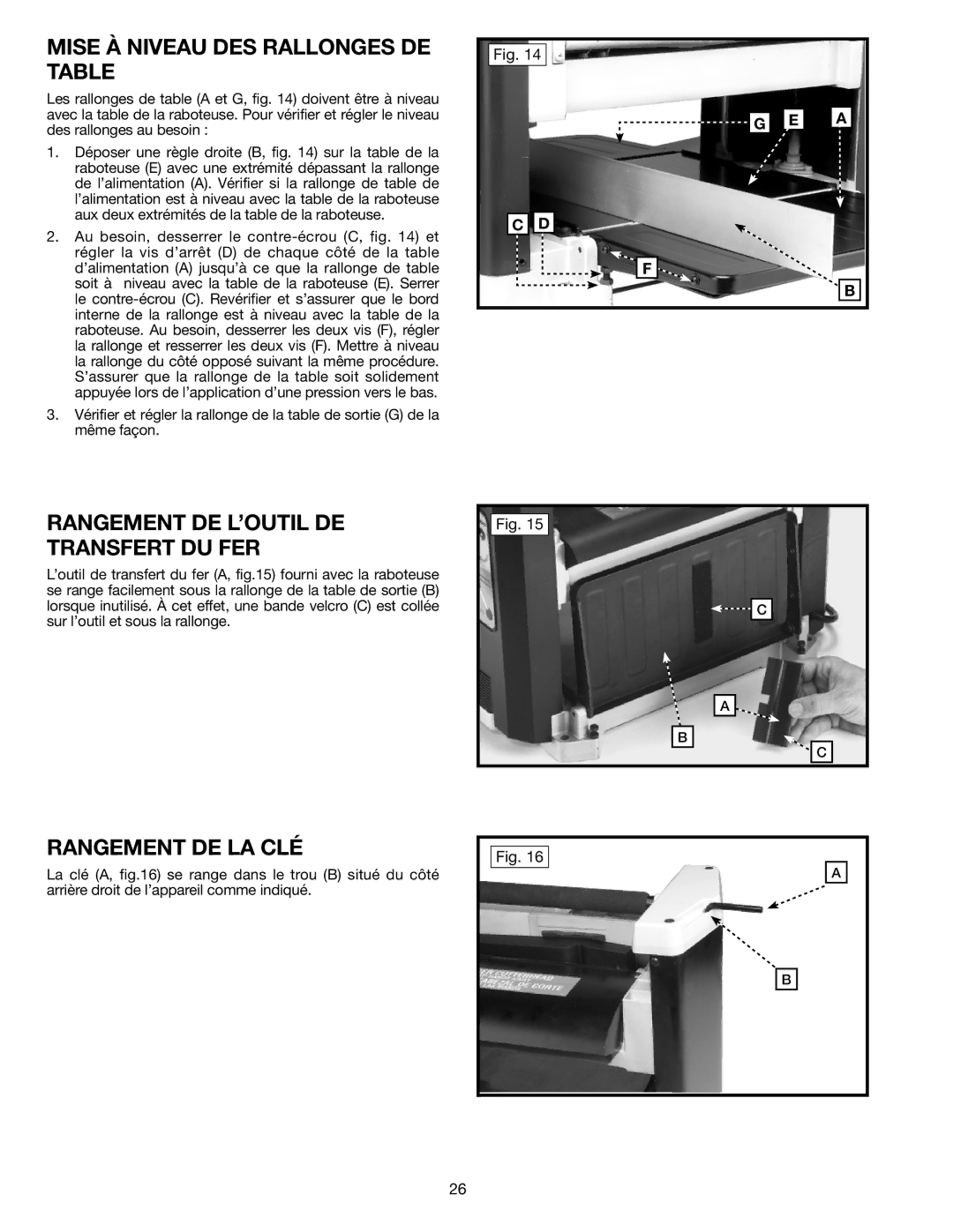 Delta TP305 Mise À Niveau DES Rallonges DE Table, Rangement DE L’OUTIL DE Transfert DU FER, Rangement DE LA CLÉ 