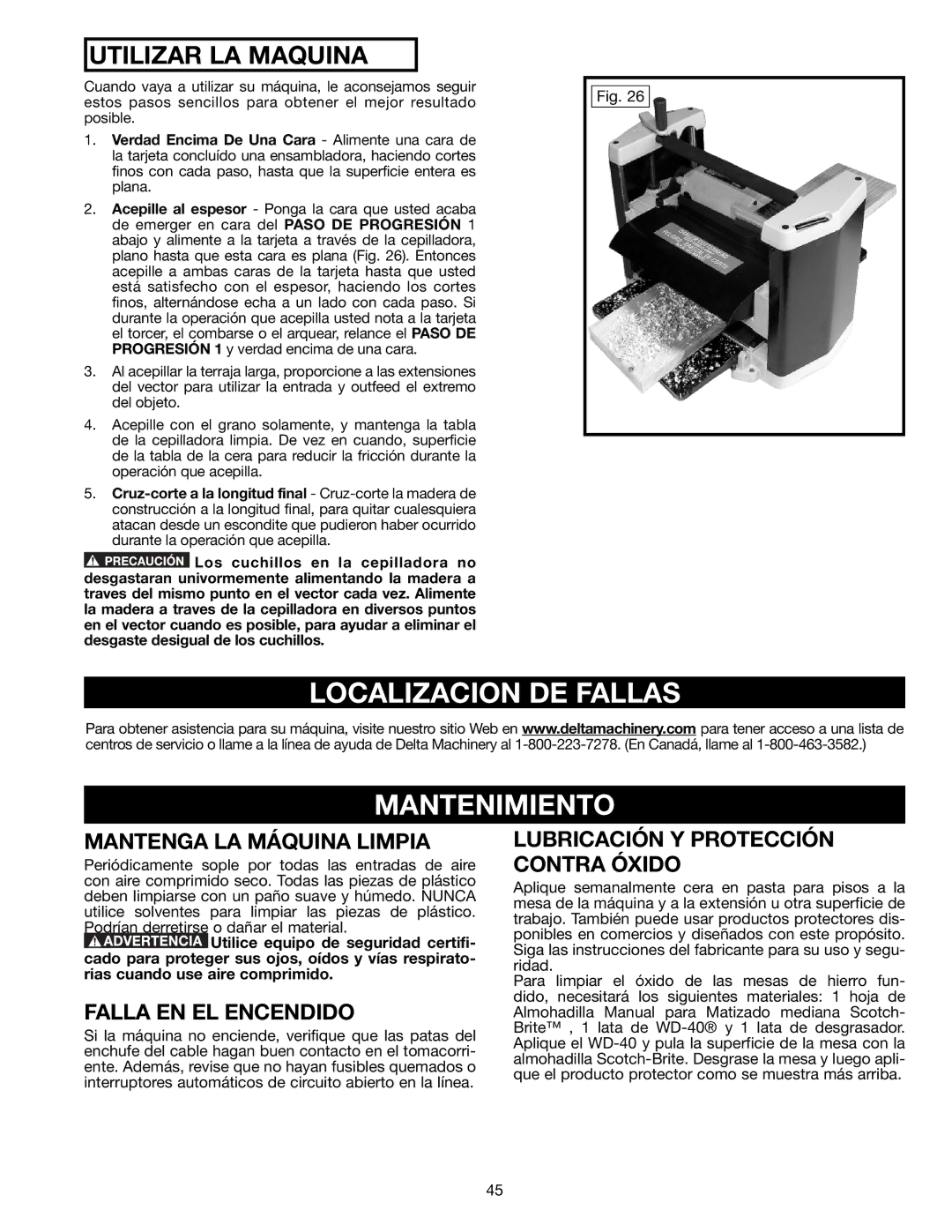 Delta TP305 instruction manual Localizacion DE Fallas Mantenimiento, Mantenga LA Máquina Limpia, Falla EN EL Encendido 