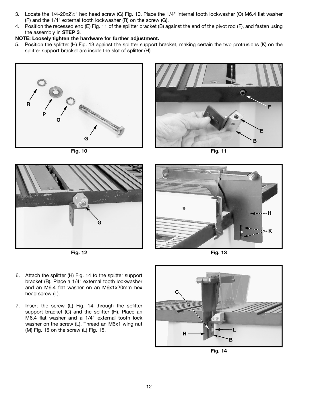 Delta ts200ls, TS200 instruction manual On the screw L Fig 