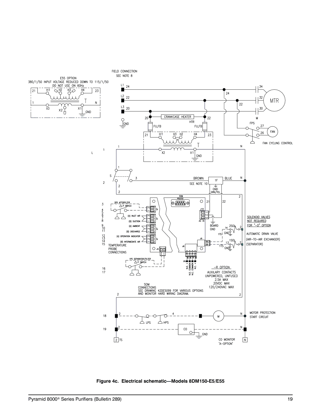 Deltech Fitness 8000 instruction manual Electrical schematic-Models 8DM150-E5/E55 