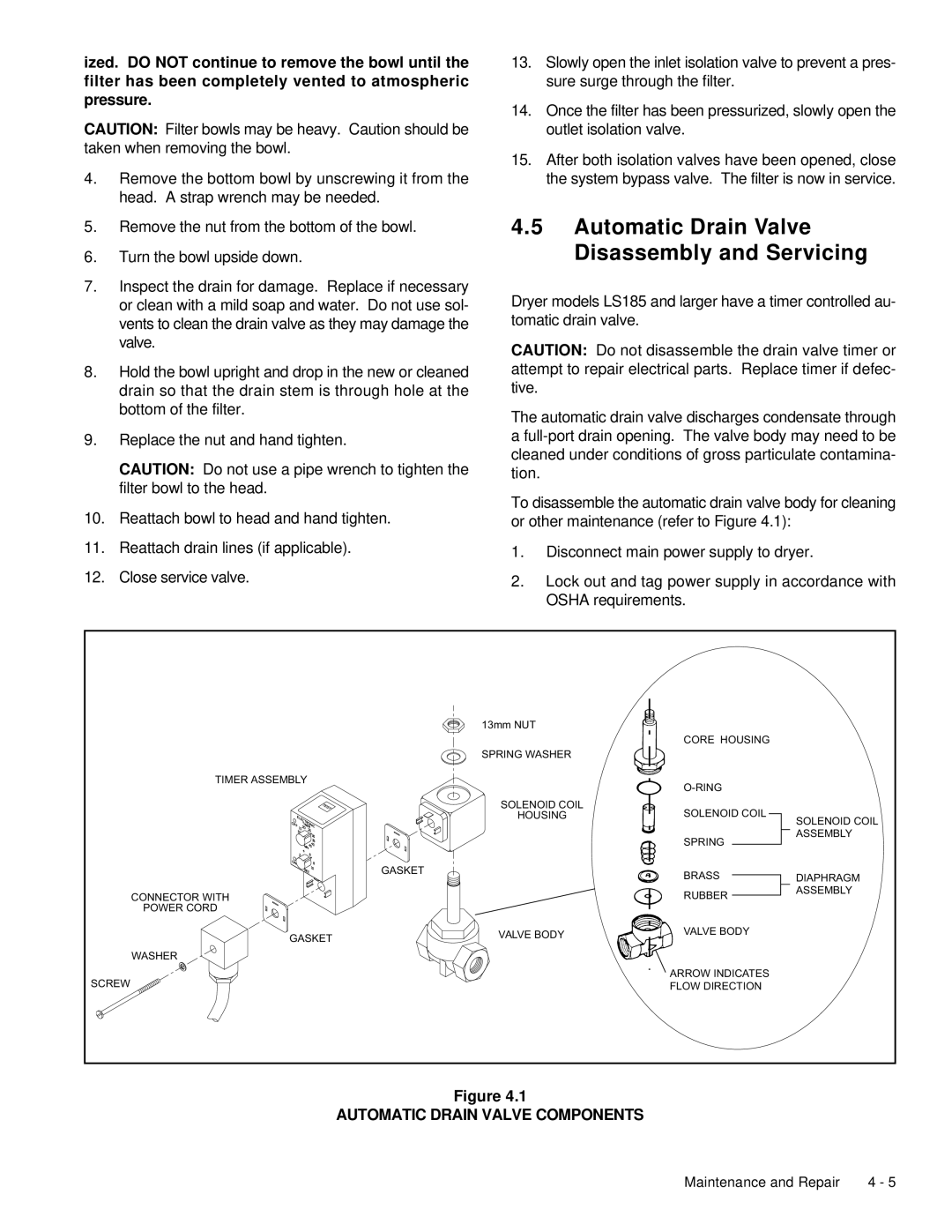 Deltech Fitness LS60, LS2580 Automatic Drain Valve Disassembly and Servicing, Automatic Drain Valve Components 