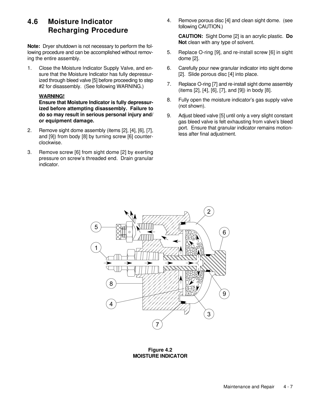 Deltech Fitness LS60, LS2580 instruction manual Moisture Indicator Recharging Procedure 