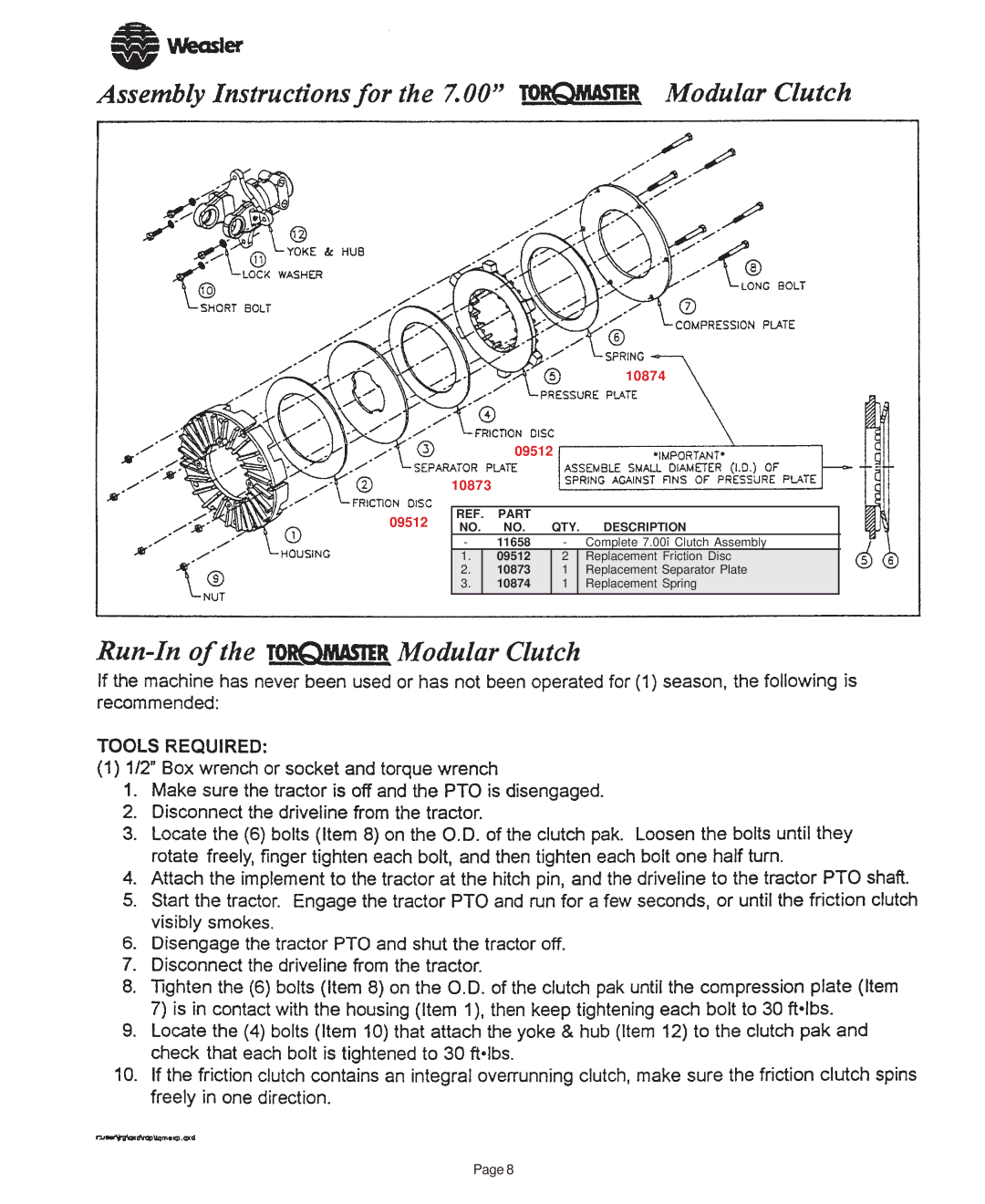 Demco 800, 950 bushel, grain cart manual 10874 09512 10873, 11658 