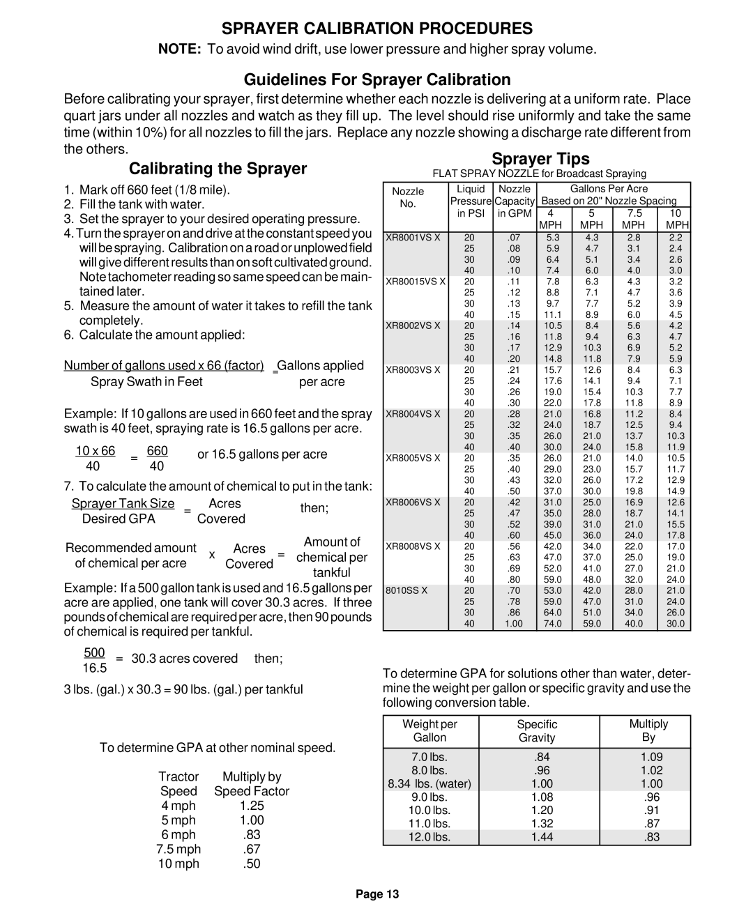 Demco AB20001 owner manual Sprayer Calibration Procedures, Guidelines For Sprayer Calibration 