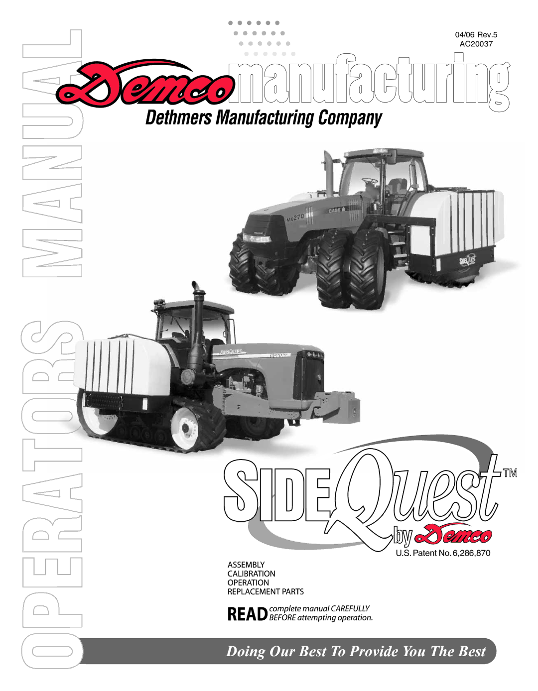 Demco AC20037 manual Patent No ,286,870 