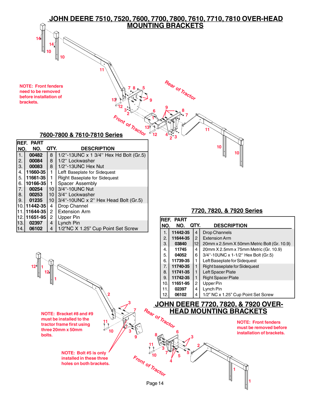 Demco AC20037 manual Head Mounting Brackets, 7600-7800 & 7610-7810 Series, 7720, 7820, & 7920 Series 