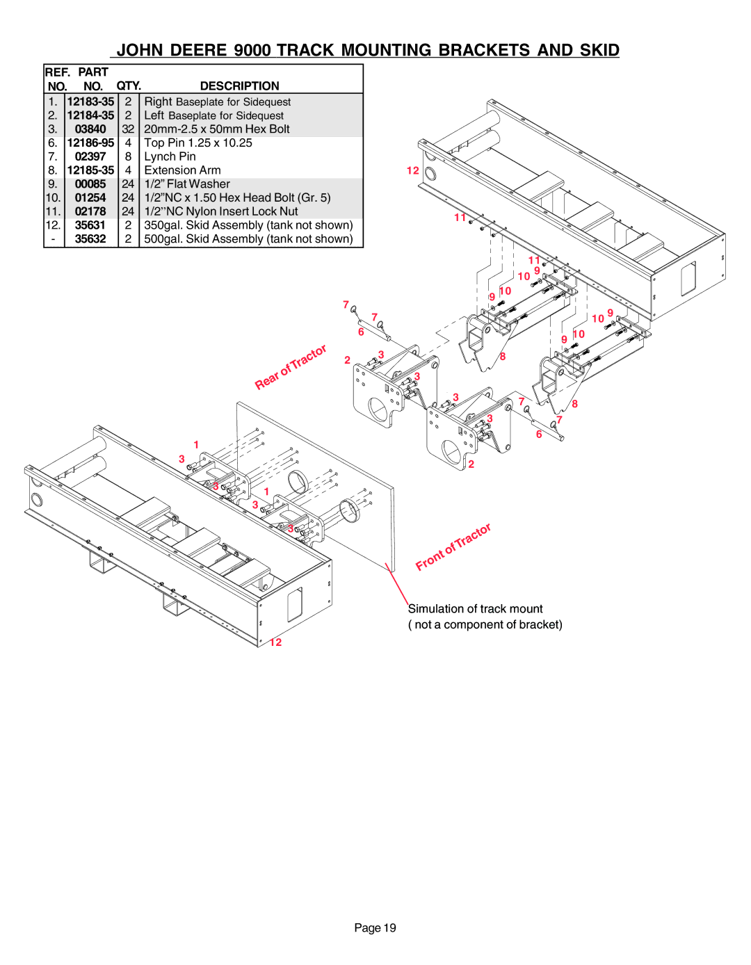 Demco AC20037 manual John Deere 9000 Track Mounting Brackets and Skid 