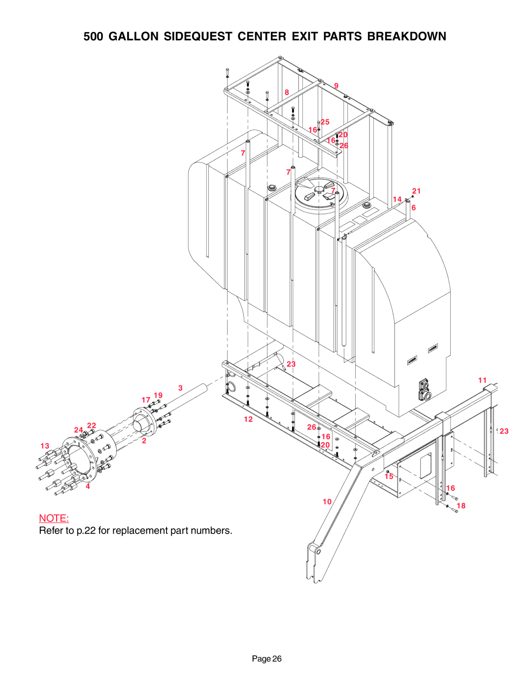 Demco AC20037 manual Gallon Sidequest Center Exit Parts Breakdown 