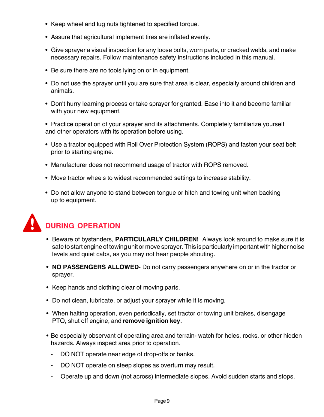 Demco AC20037 manual During Operation 