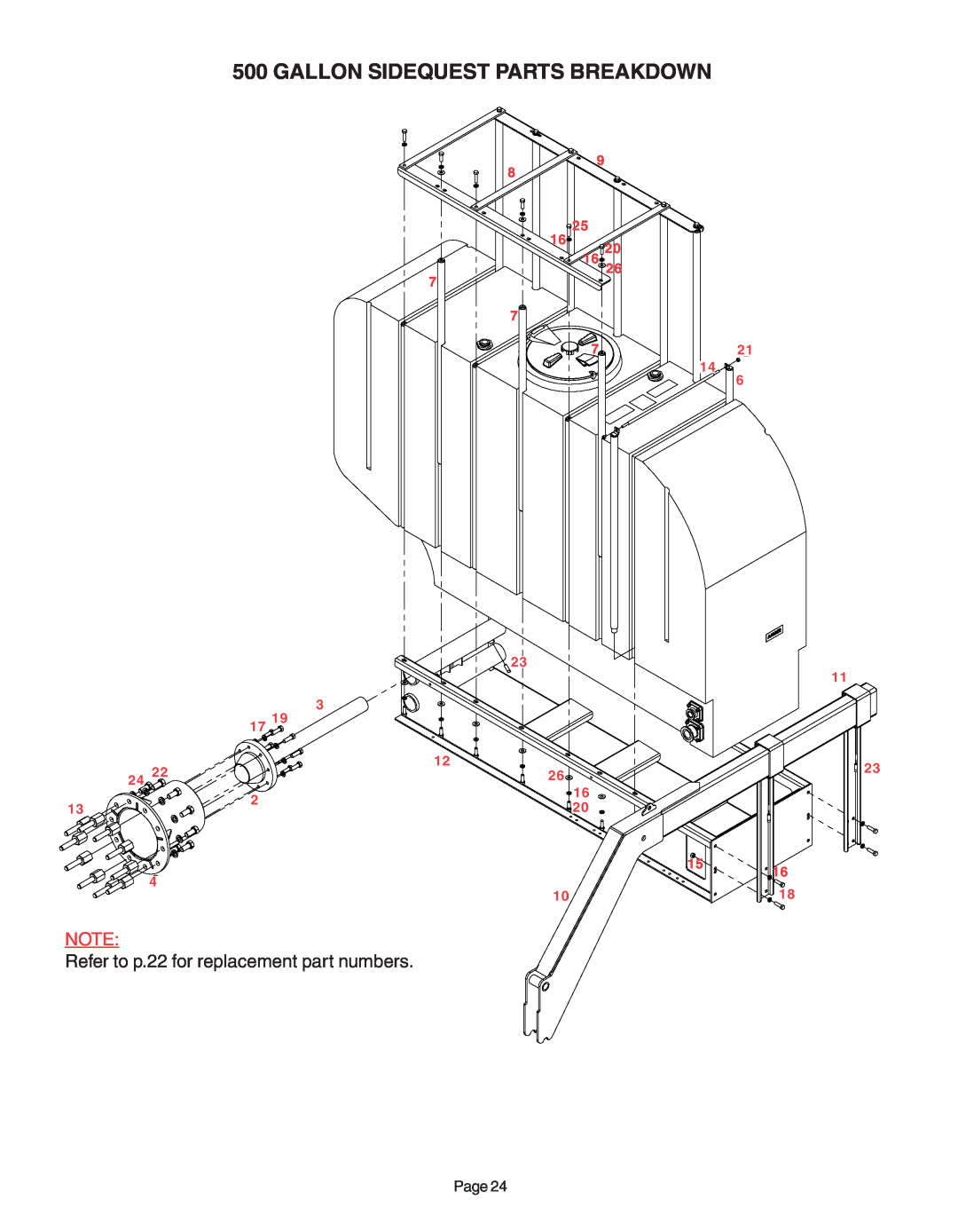 Demco AC20037 manual Gallon Sidequest Parts Breakdown, Refer to p.22 for replacement part numbers, 2012, 1111, 1221 