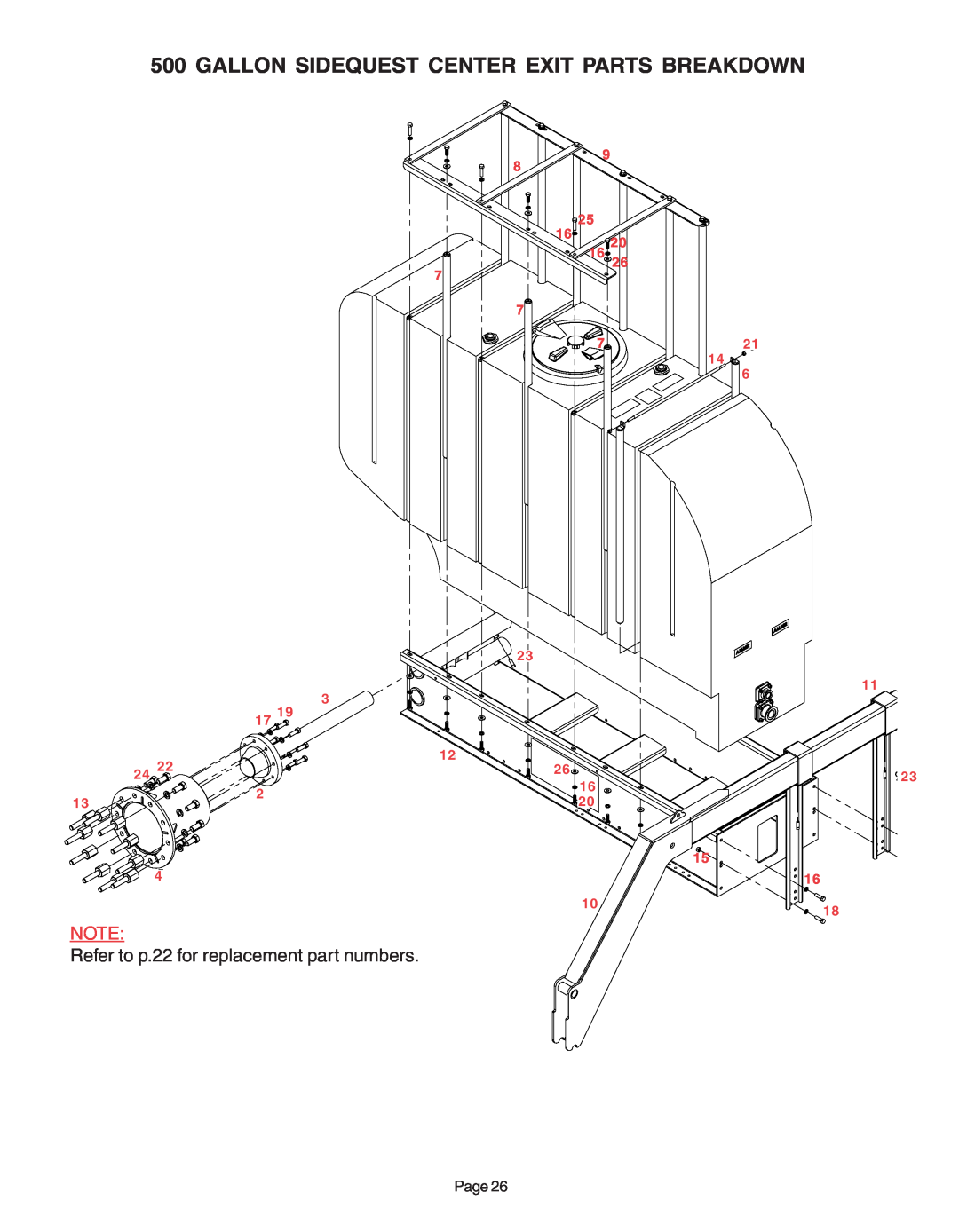 Demco AC20037 manual Gallon Sidequest Center Exit Parts Breakdown, Refer to p.22 for replacement part numbers, 1521 