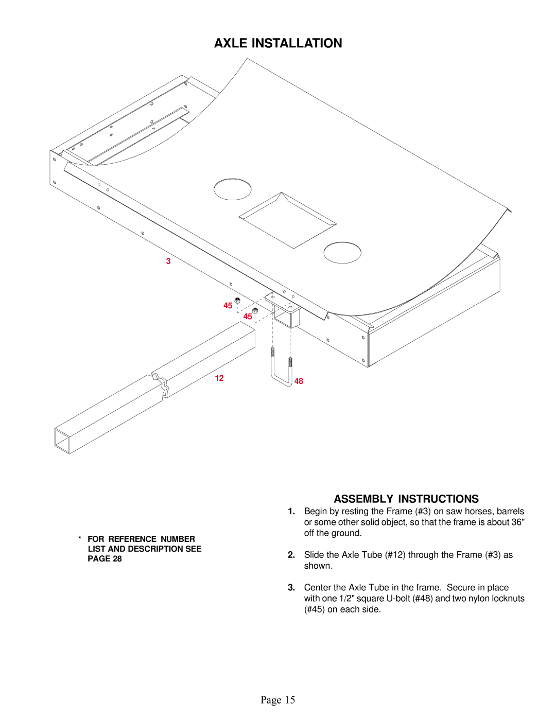 Demco Sprayer manual Axle Installation, Assembly Instructions 