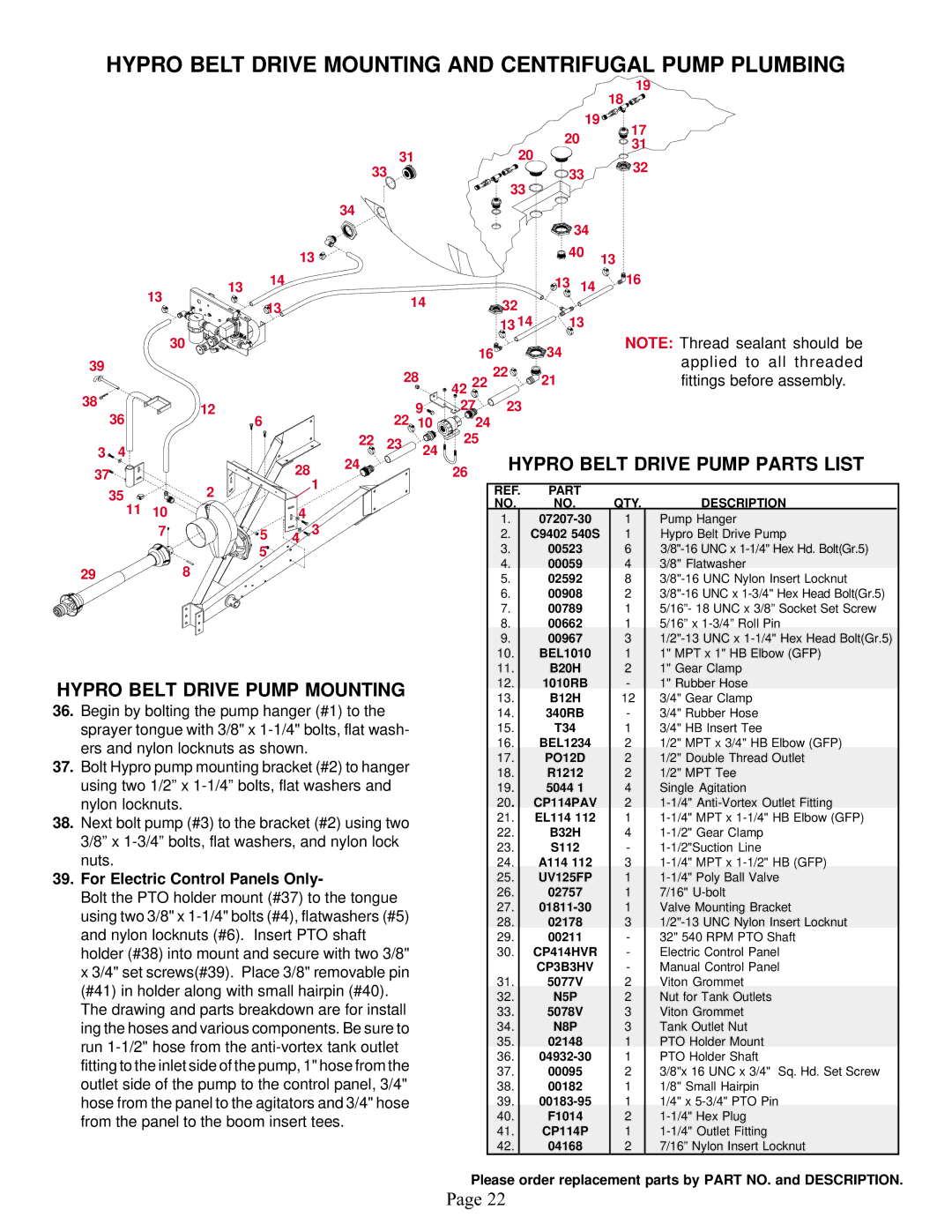 Demco Sprayer manual Hypro Belt Drive Mounting and Centrifugal Pump Plumbing, Hypro Belt Drive Pump Mounting 