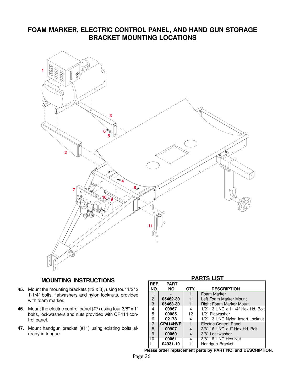 Demco Sprayer manual Mounting Instructions Parts List, Ready in tongue 