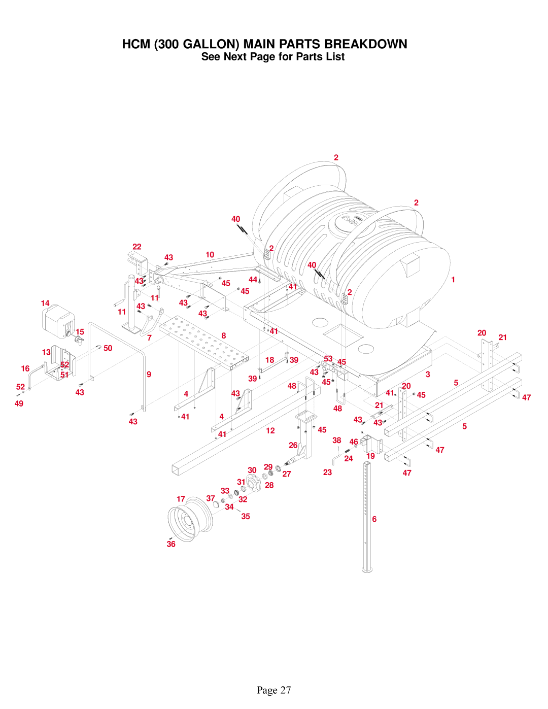 Demco Sprayer manual HCM 300 Gallon Main Parts Breakdown 