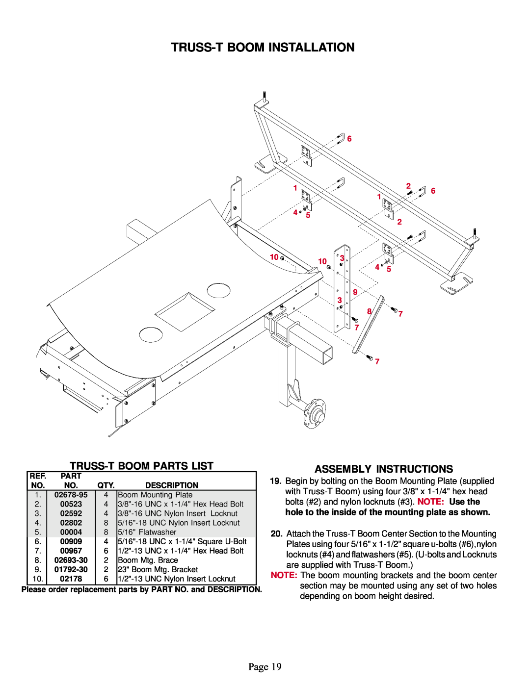 Demco Sprayer manual Truss-T Boom Installation, Page 