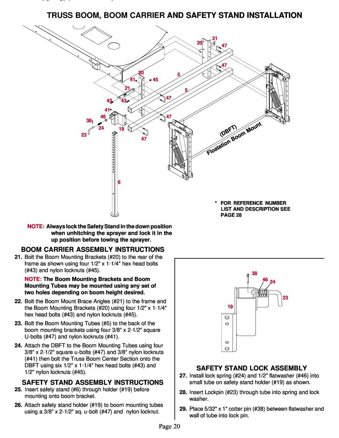 Demco Sprayer manual Truss Boom, Boom Carrier And Safety Stand Installation, Boom Carrier Assembly Instructions, Page 