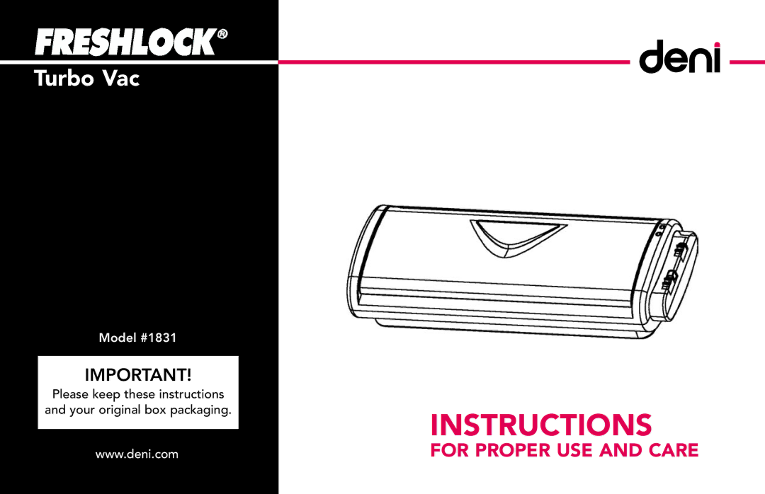 Deni 1831 manual Instructions 