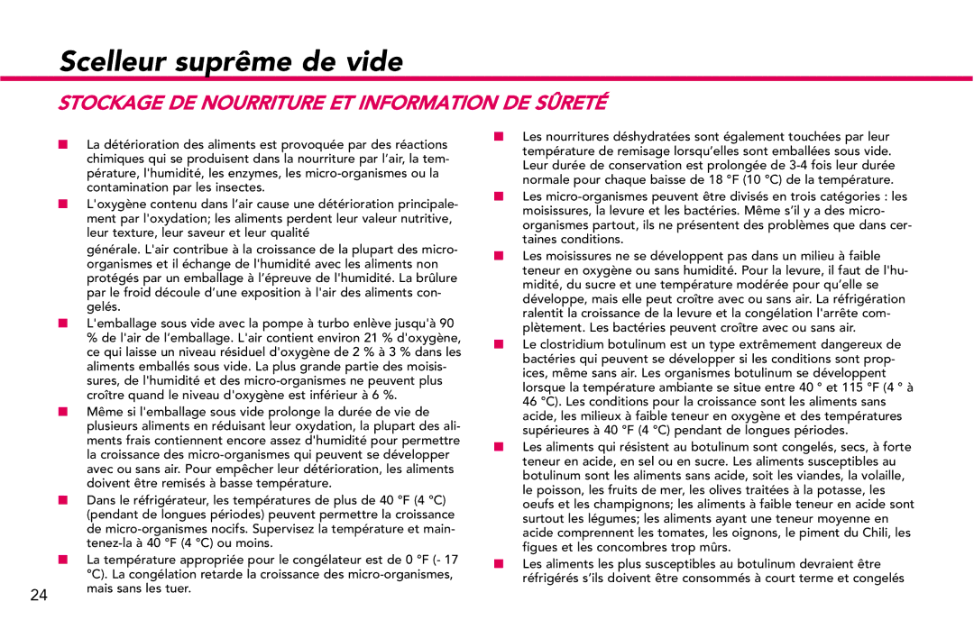 Deni 1921, 1920 manual Stockage DE Nourriture ET Information DE Sûreté 