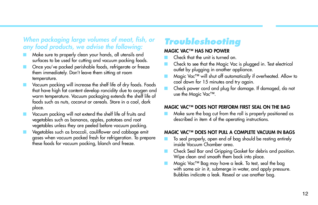 Deni 1940 manual Troubleshooting 