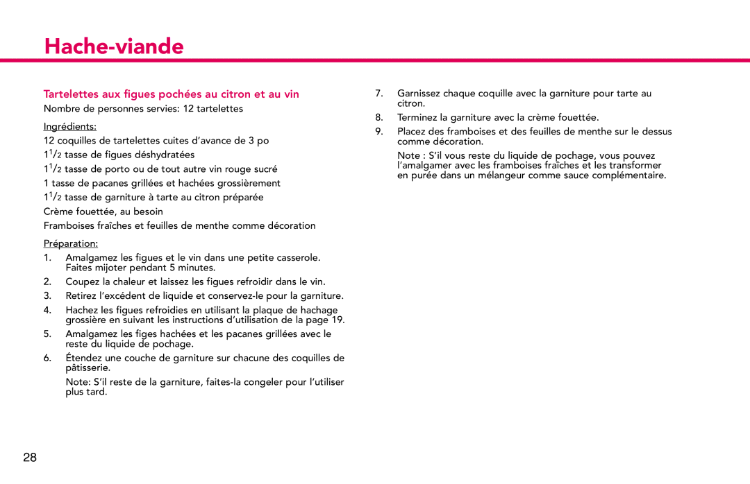 Deni 3301 manual Tartelettes aux figues pochées au citron et au vin 