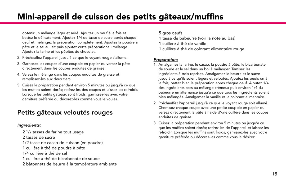 Deni 4832 manual Petits gâteaux veloutés rouges 