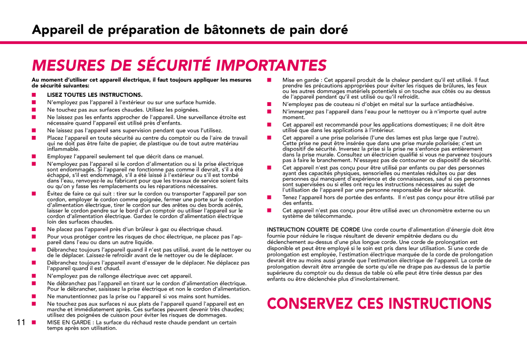 Deni 4862 manual Mesures DE Sécurité Importantes 