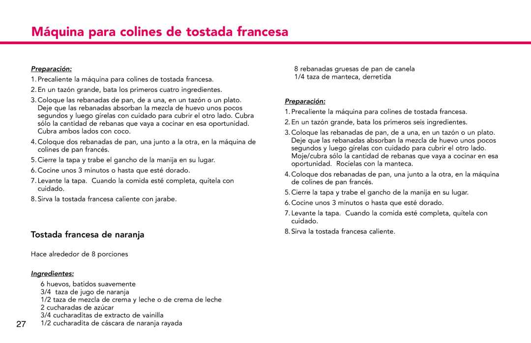 Deni 4862 manual Tostada francesa de naranja 