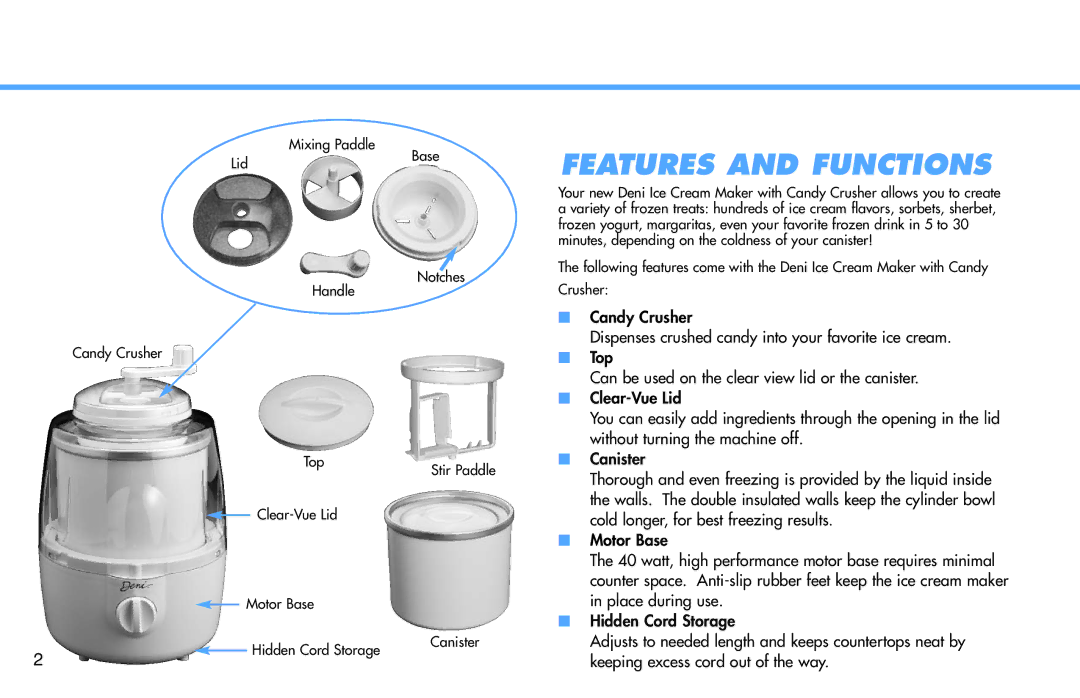 Deni 5210 manual Features and Functions 