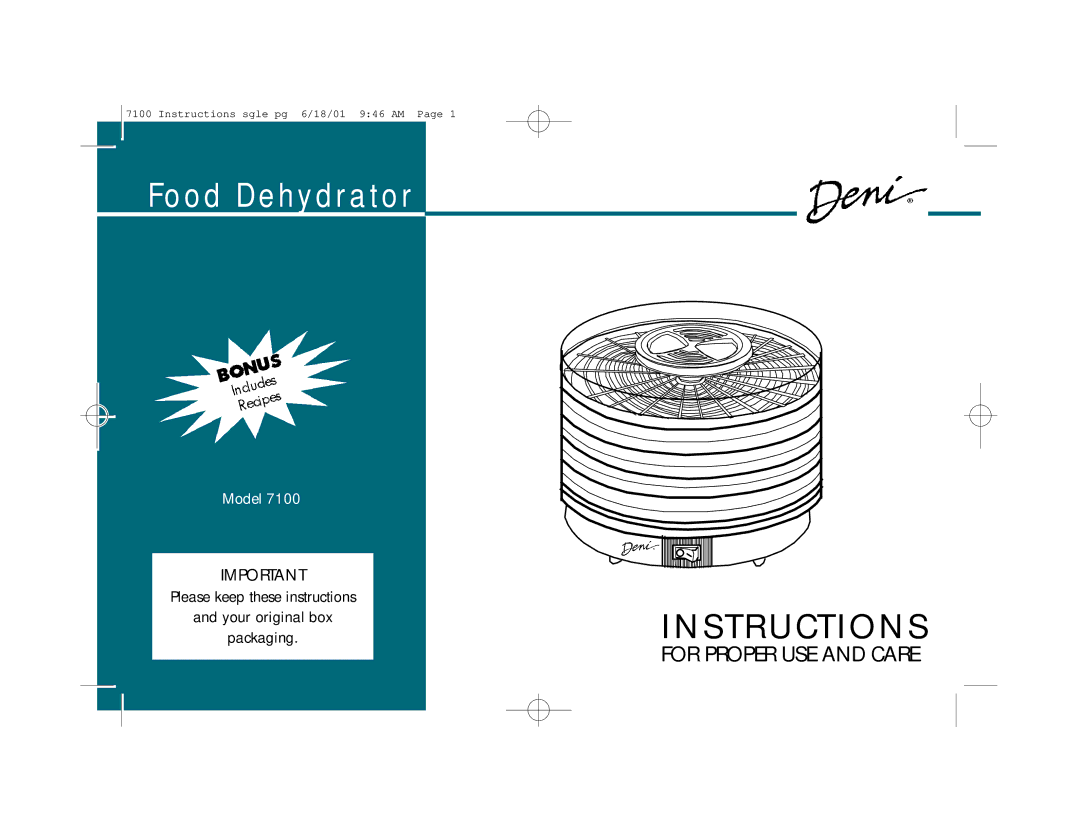 Deni 7100 manual Instructions 