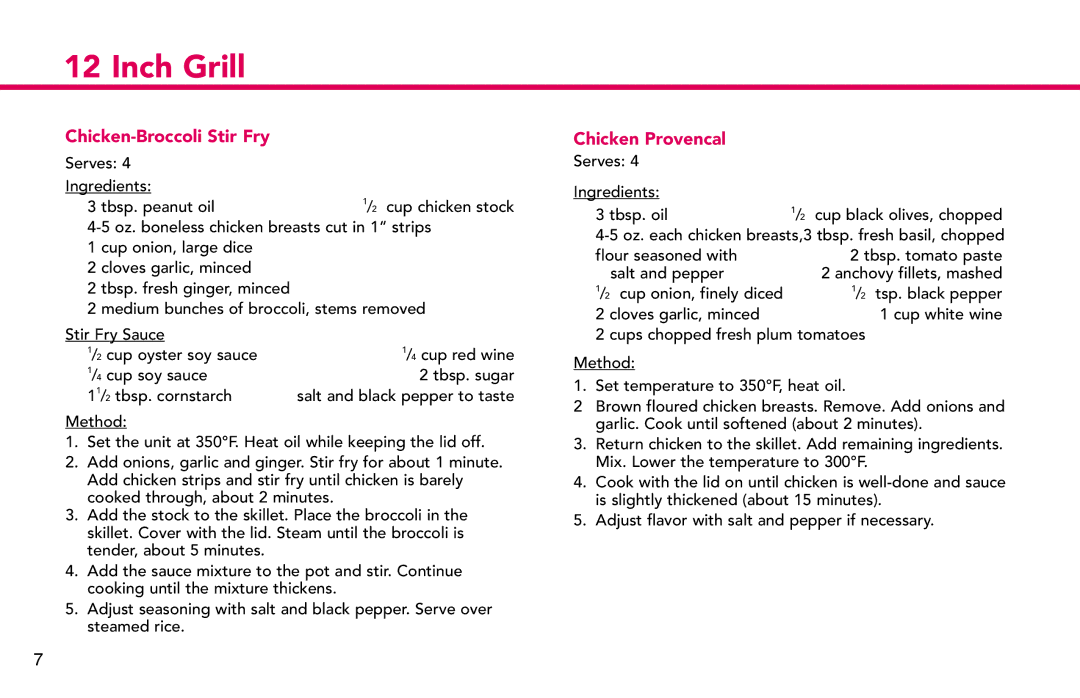 Deni 8230, 3200 manual Chicken-Broccoli Stir Fry, Chicken Provencal 