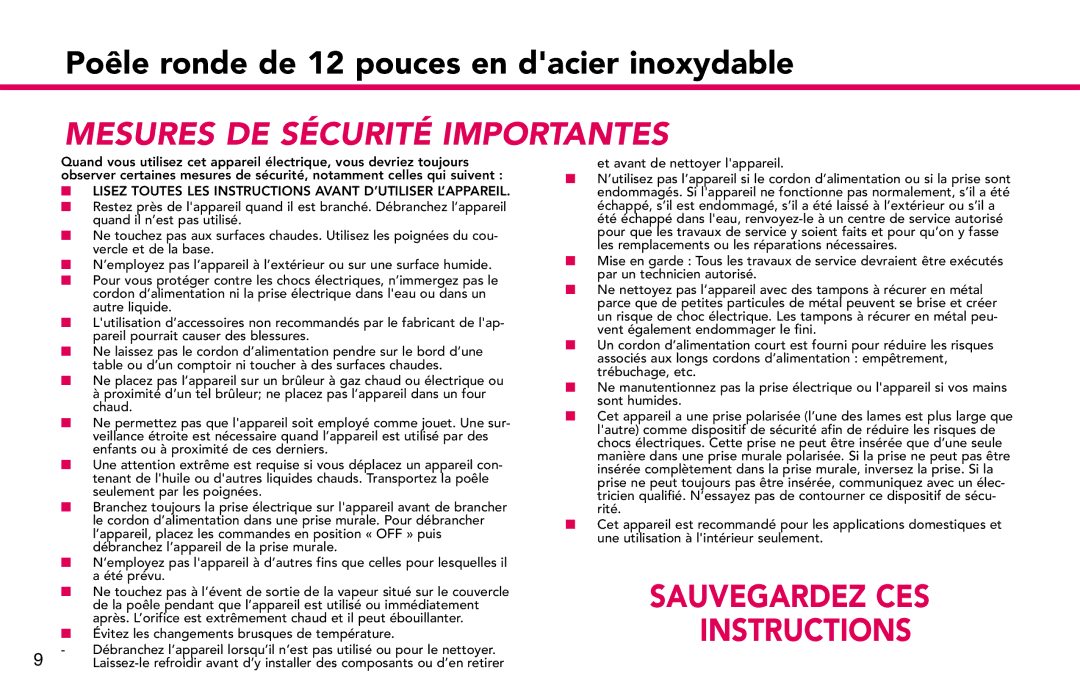 Deni 8275 manual Mesures DE Sécurité Importantes 