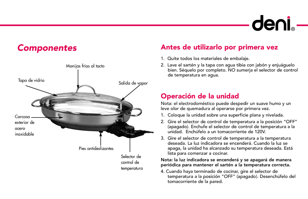 Deni 8285 manual Antes de utilizarlo por primera vez, Operación de la unidad 