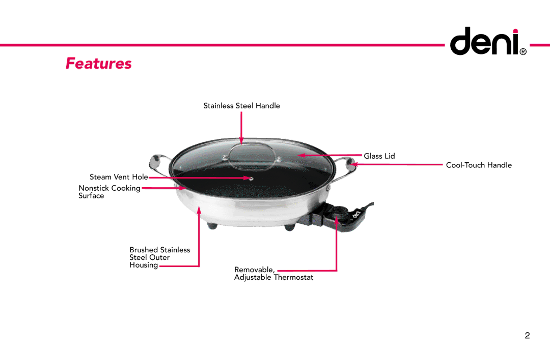 Deni 8340 manual Features 