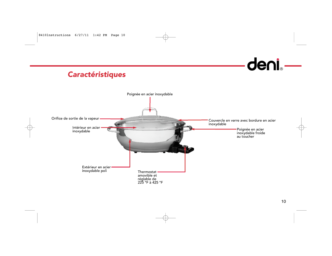 Deni 8410 manual Caractéristiques 