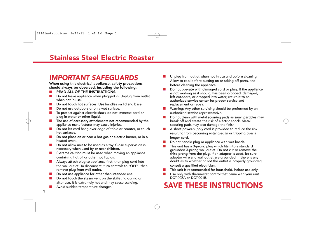 Deni 8410 manual Important Safeguards 