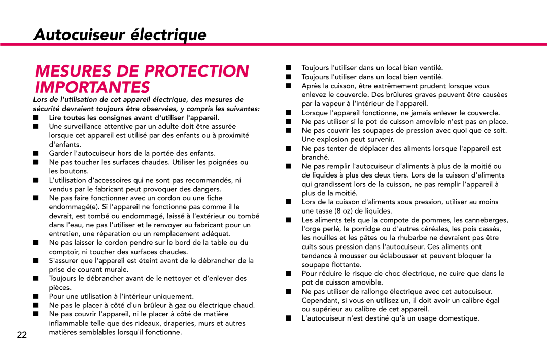 Deni #9770 manual Mesures DE Protection Importantes 