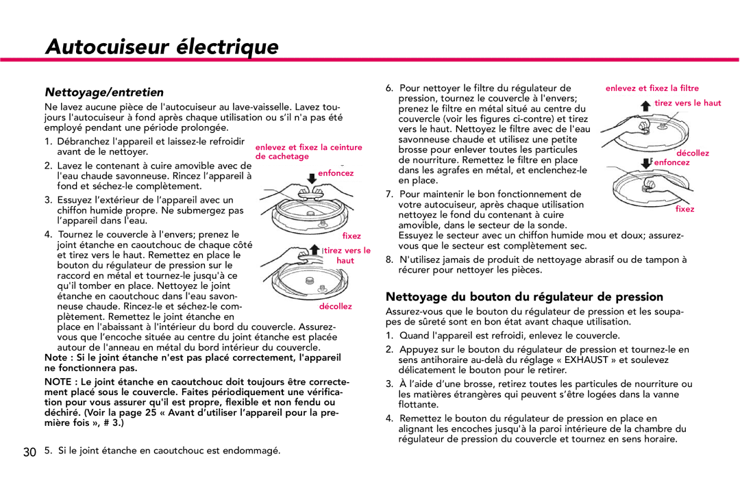 Deni #9770 manual Nettoyage/entretien, Nettoyage du bouton du régulateur de pression 