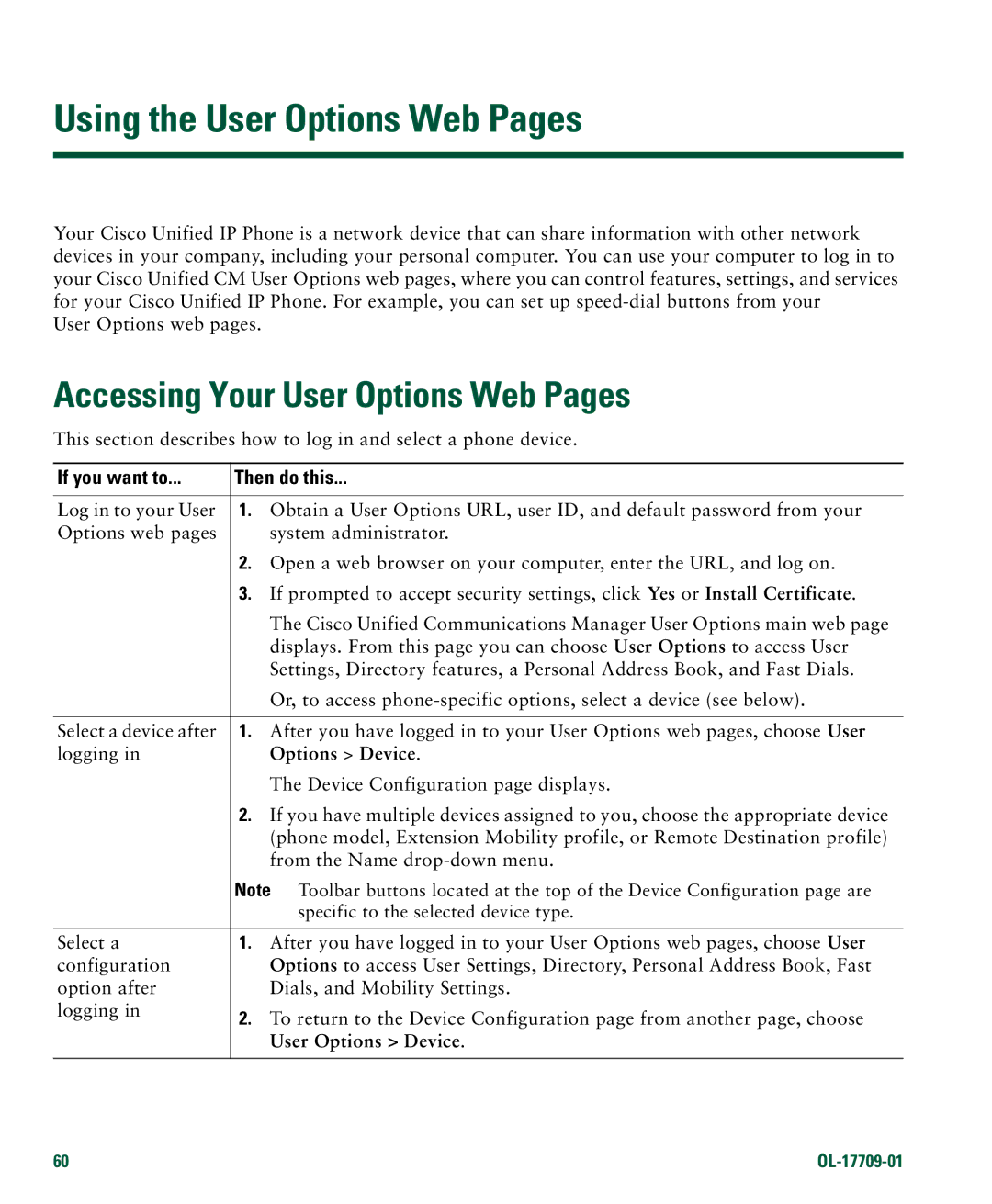 Denon 7942G manual Using the User Options Web Pages, Accessing Your User Options Web Pages, If you want to Then do this 