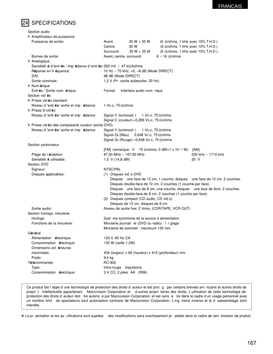 Denon ADV-700 manual 167 