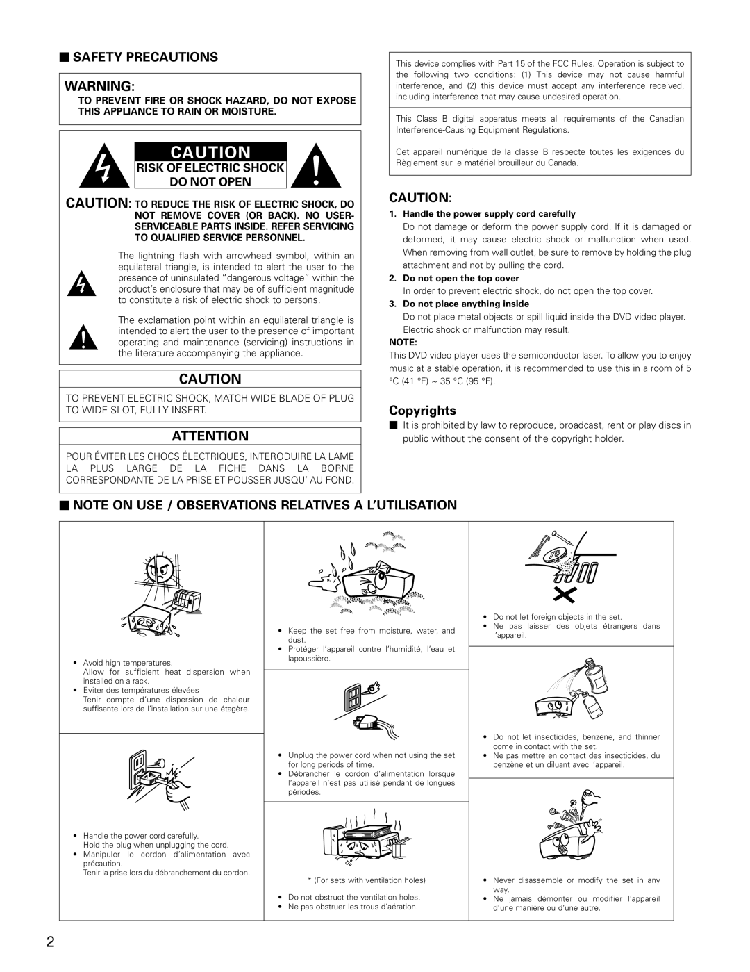 Denon ADV-700 manual Safety Precautions 