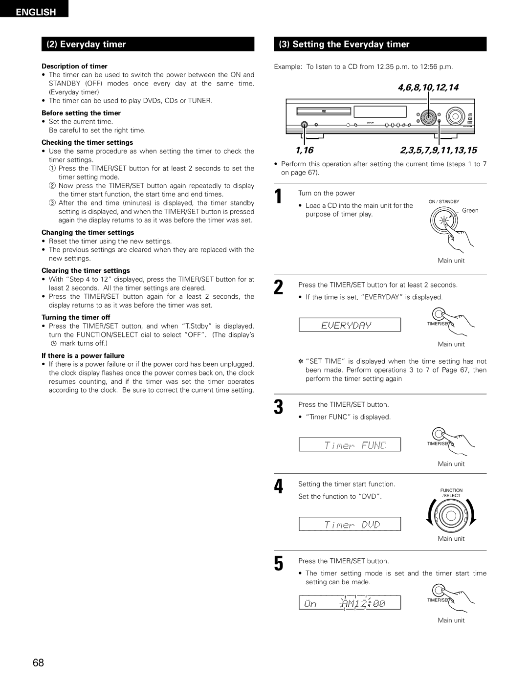 Denon ADV-700 manual Setting the Everyday timer 