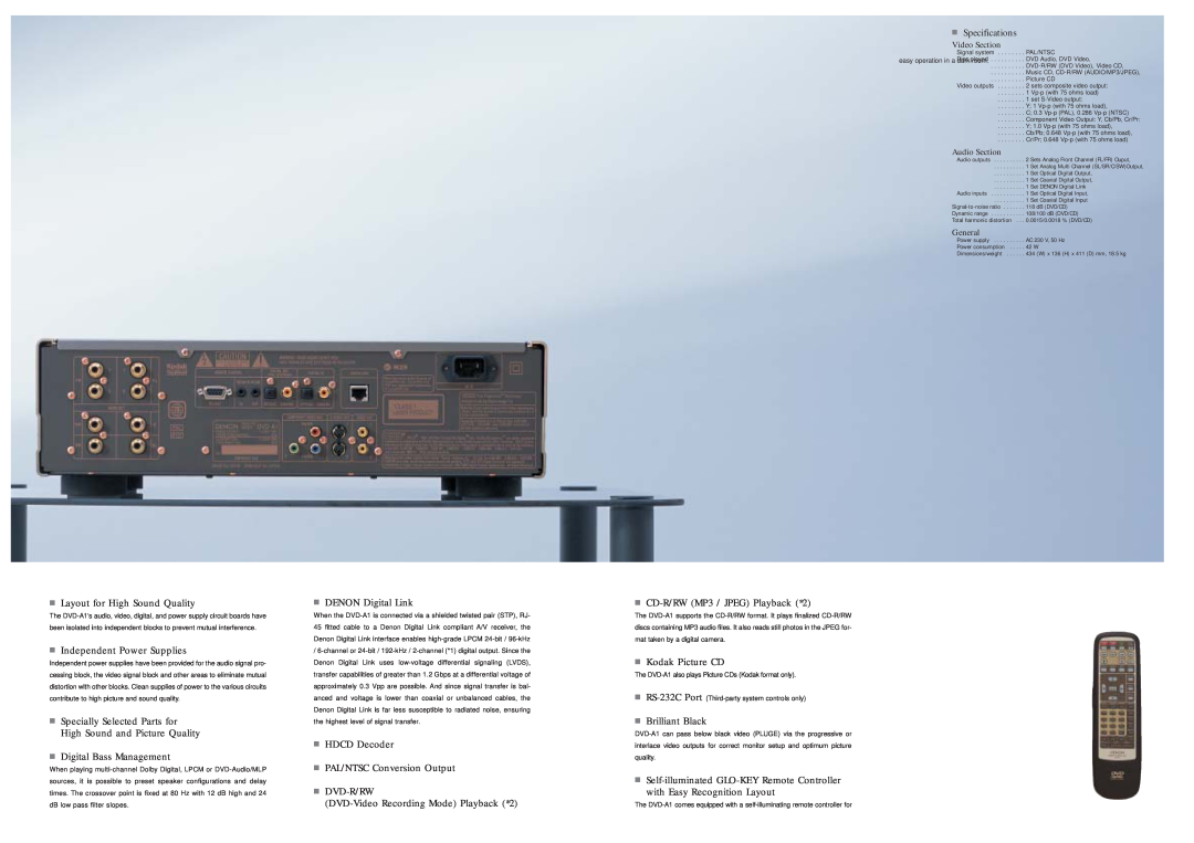 Denon AVC-A1SR specifications Signal system 