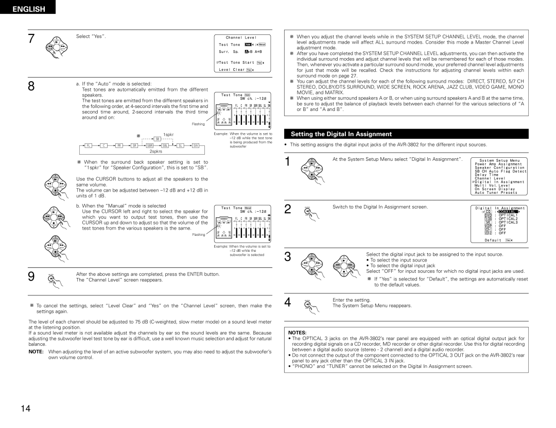 Denon AVR-1082 manual Setting the Digital In Assignment 