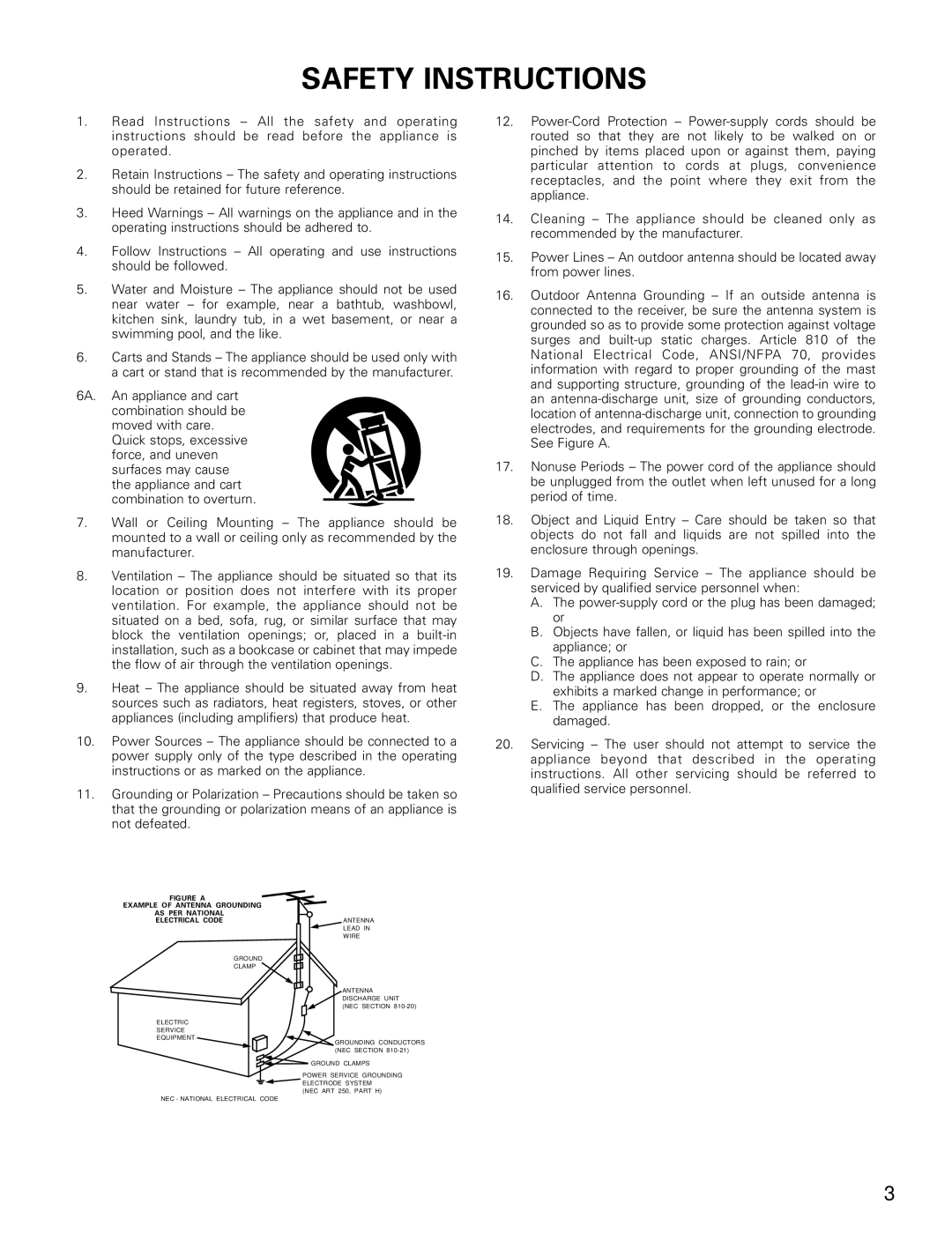 Denon AVR-682, AVR-1602 manual Safety Instructions 